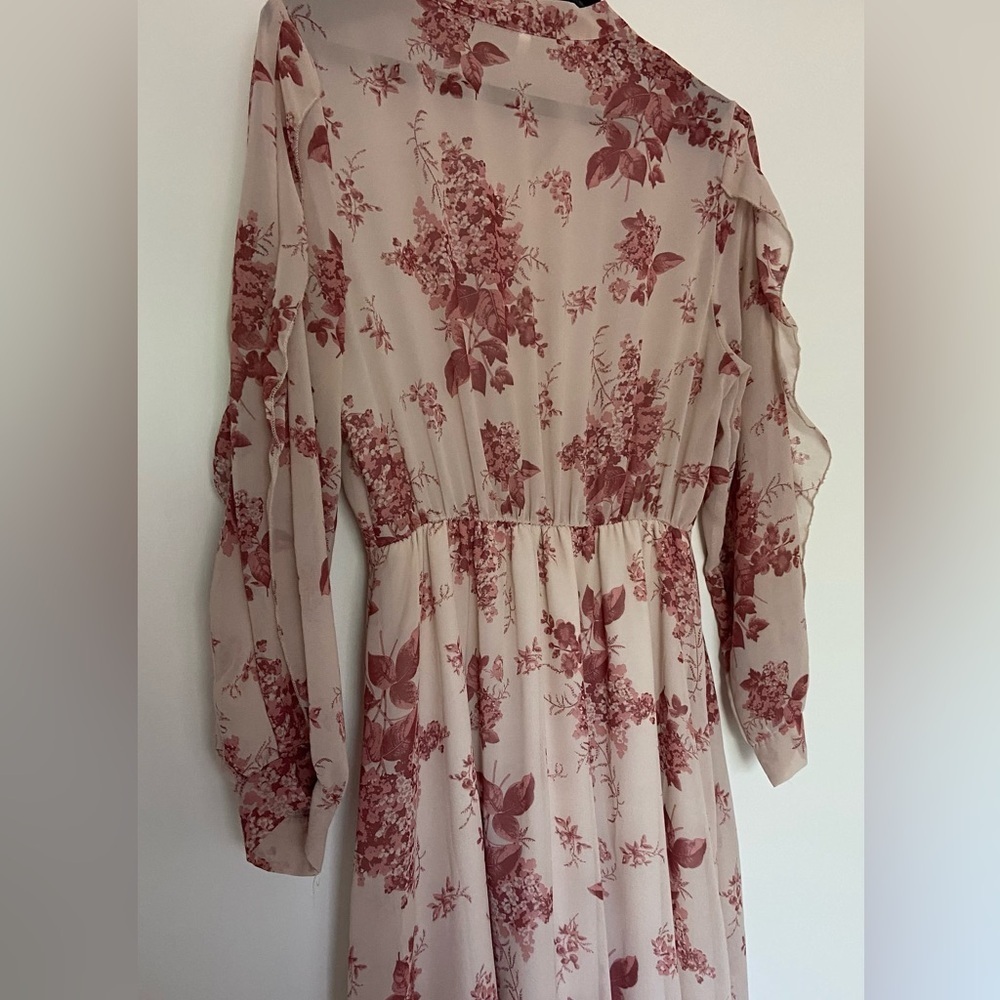 💕2 FOR $10 ☀️💕 Floral pattern ruffled pink and beige dress - Picture 8 of 14